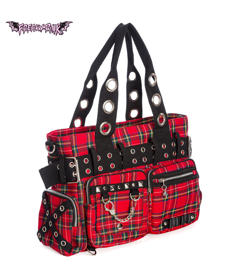 Grand Sac à Main Punk Tartan Rouge