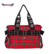 Big Red And Black Tartan Punk Handbag