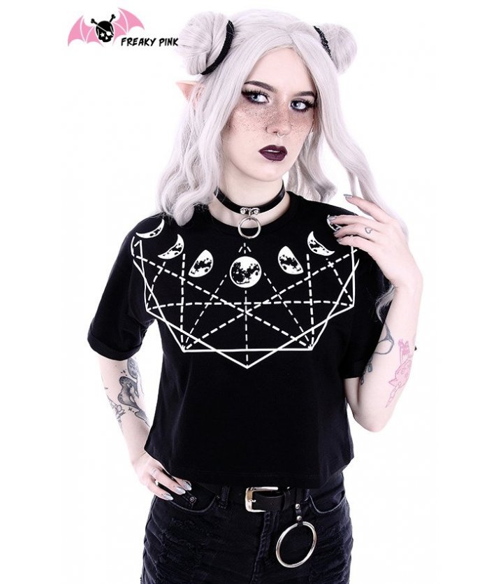 Luna culte instagoth femmes haut débardeur gothique goth selfie moon star occulte 