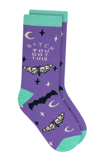 You Got This Moth Purple Socks
