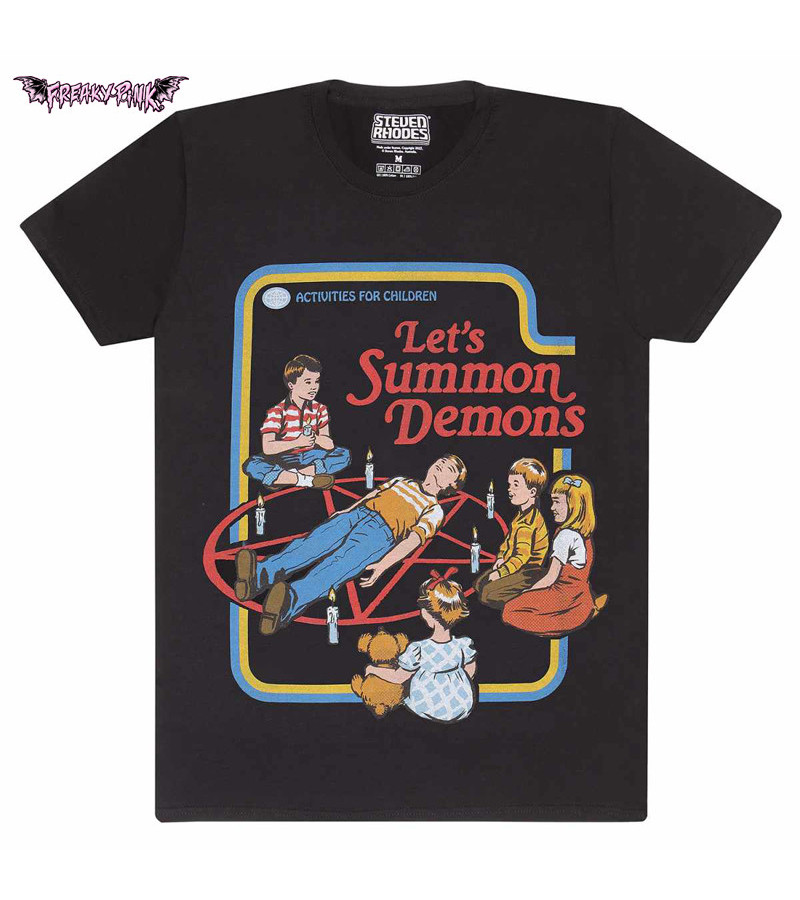 Steven Rhodes Let's Summon Demons T-shirt - Freaky Pink