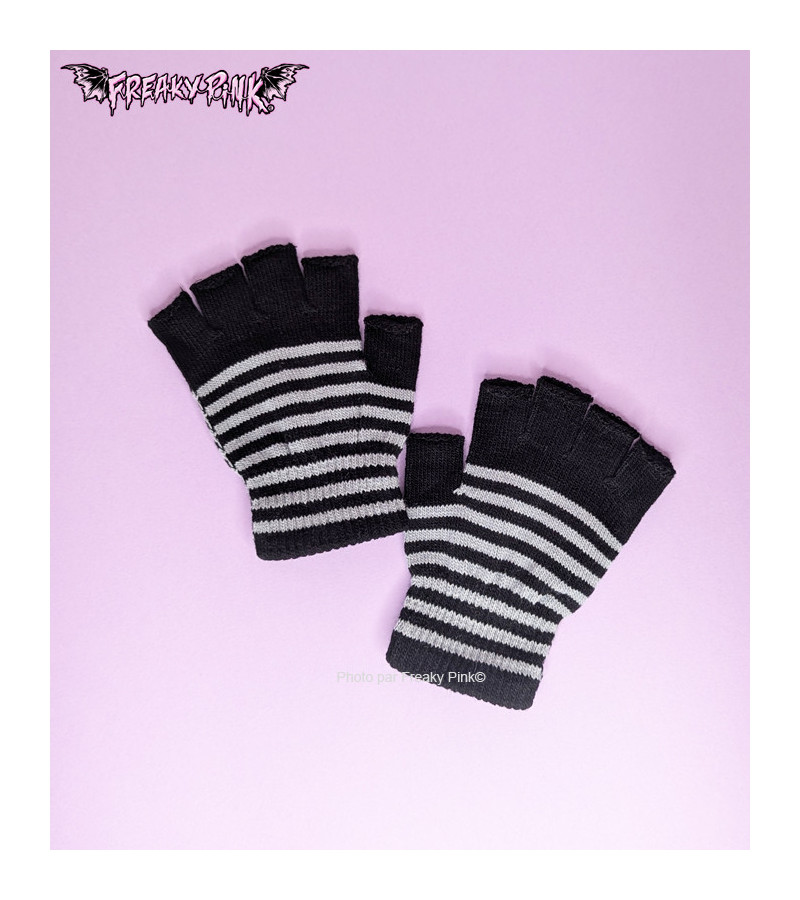 Gants Petites Rayures Grises Noires