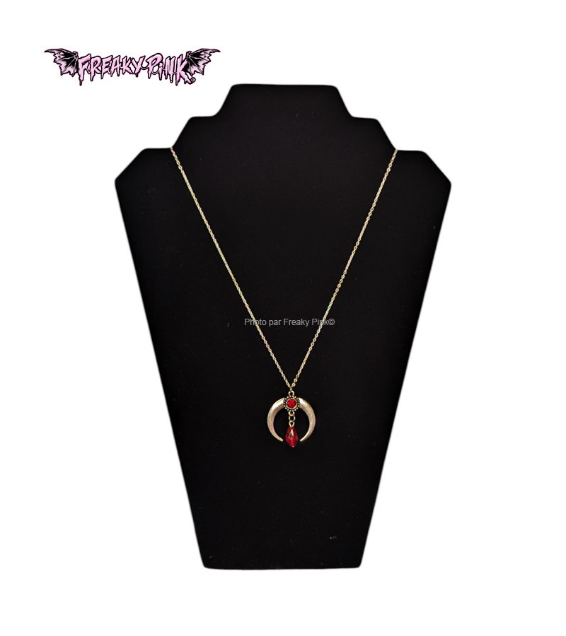 Collier Demi Lune Gemme Rouge Freaky Pink