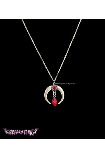 Collier Demi Lune Gemme Rouge Freaky Pink