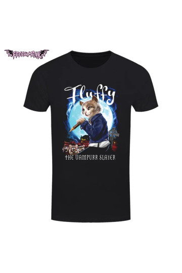 Horror Cats Fluffy The Vampurr Slayer T-shirt