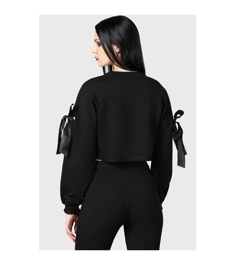 Pull Crop Noir Avec Nœuds