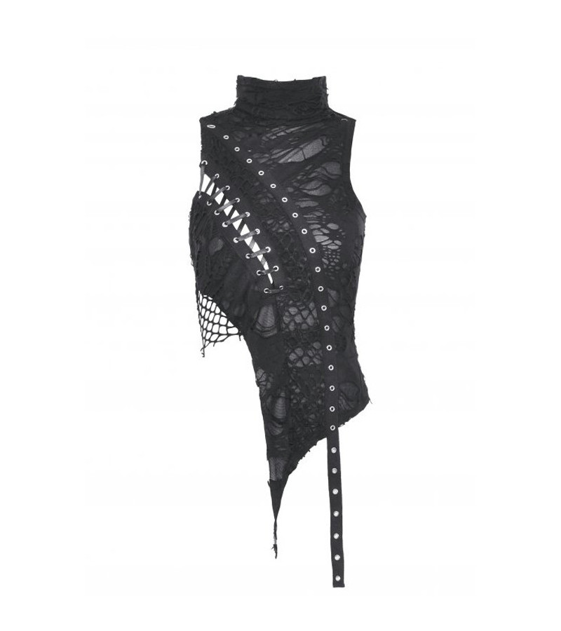 Punk Asymmetric Top With Holes And Lacing