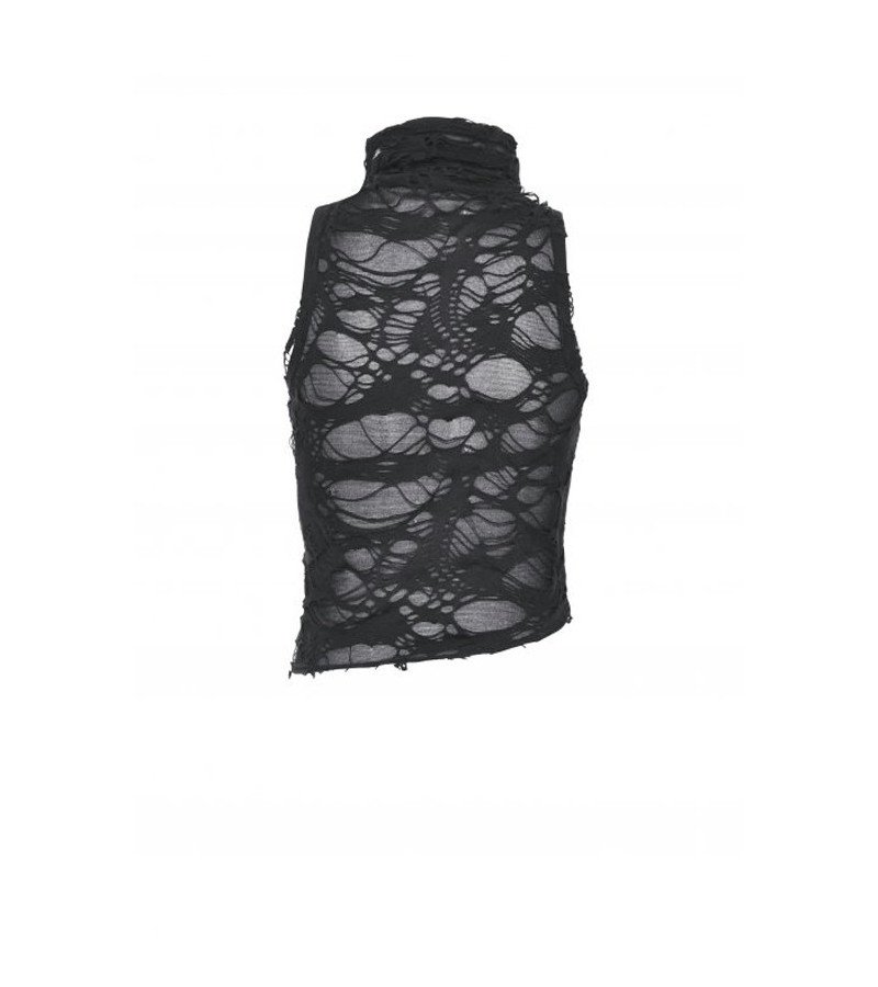 Top Asymétrique Punk Déchiré Avec Laçage