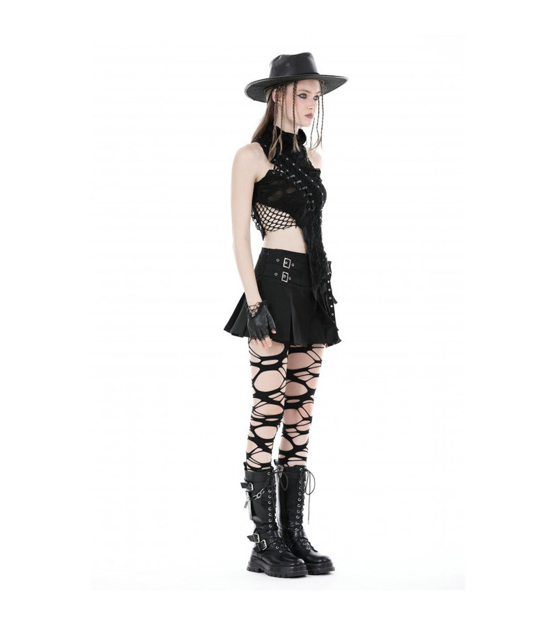 Punk Asymmetric Top With Holes And Lacing