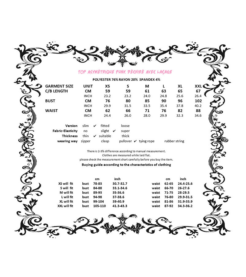 Top Asymétrique Punk Déchiré Avec Laçage - Freaky Pink