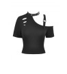 Punk Sexy Asymmetrical Cold Shoulder Top