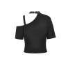 Punk Sexy Asymmetrical Cold Shoulder Top