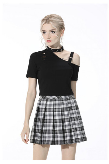 Punk Sexy Asymmetrical Cold Shoulder Top