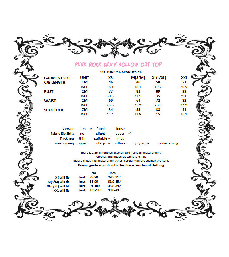 Punk Rock Sexy Hollow Out Top