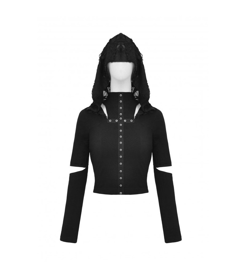 Top Punk Capuche Déchirée Dark In Love - Freaky Pink