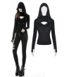 Top Punk Harnais Capuche Déchirée