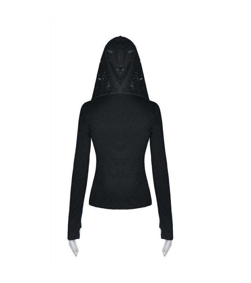 Top Punk Harnais Capuche Déchirée