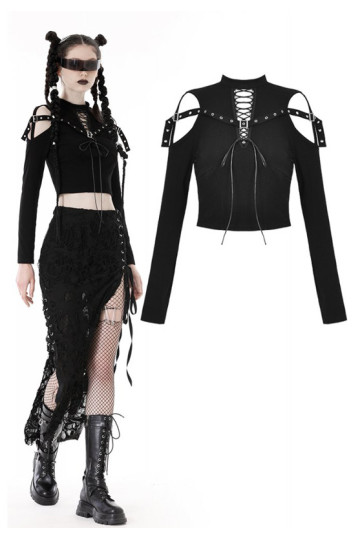 Gothic Long Sleeves Top With Lacing