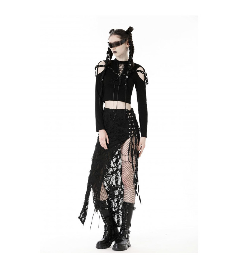 Gothic Long Sleeves Top With Lacing