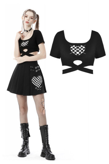 Crop Top Coeur Damier