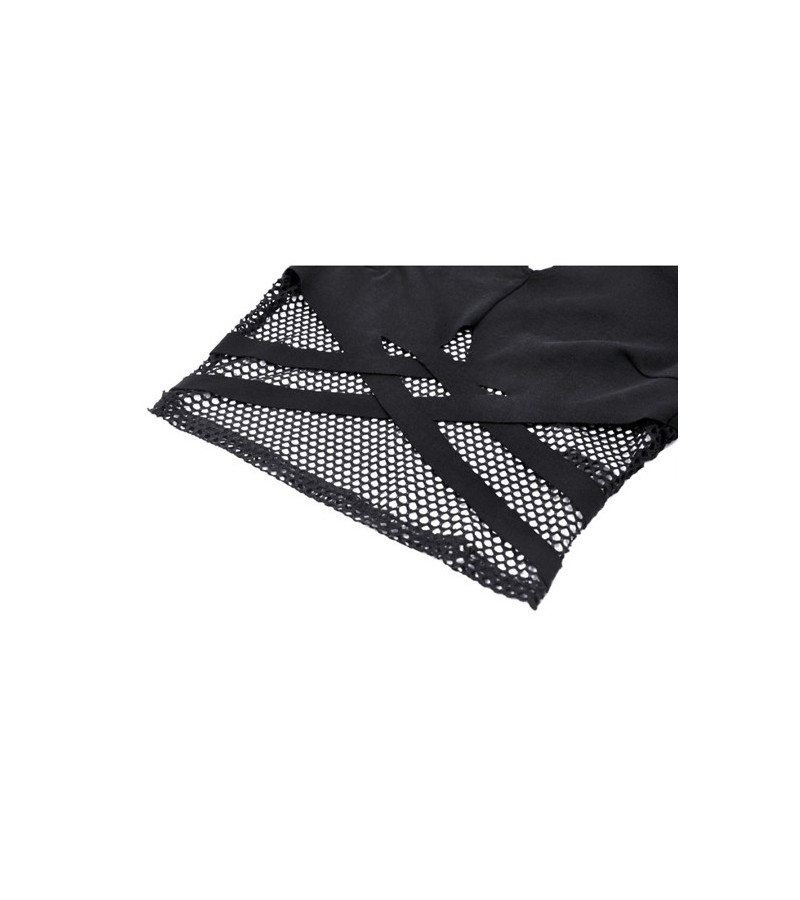 Long Sleeves Black Fishnet Top With Straps