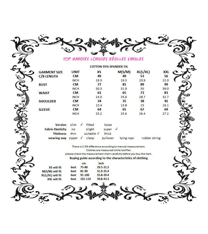 Top Manches Longues Résilles Sangles