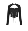 Punk Rock Long Sleeves Black Fishnet Top