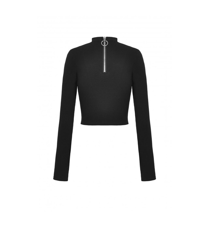 Punk Rock Long Sleeves Black Fishnet Top