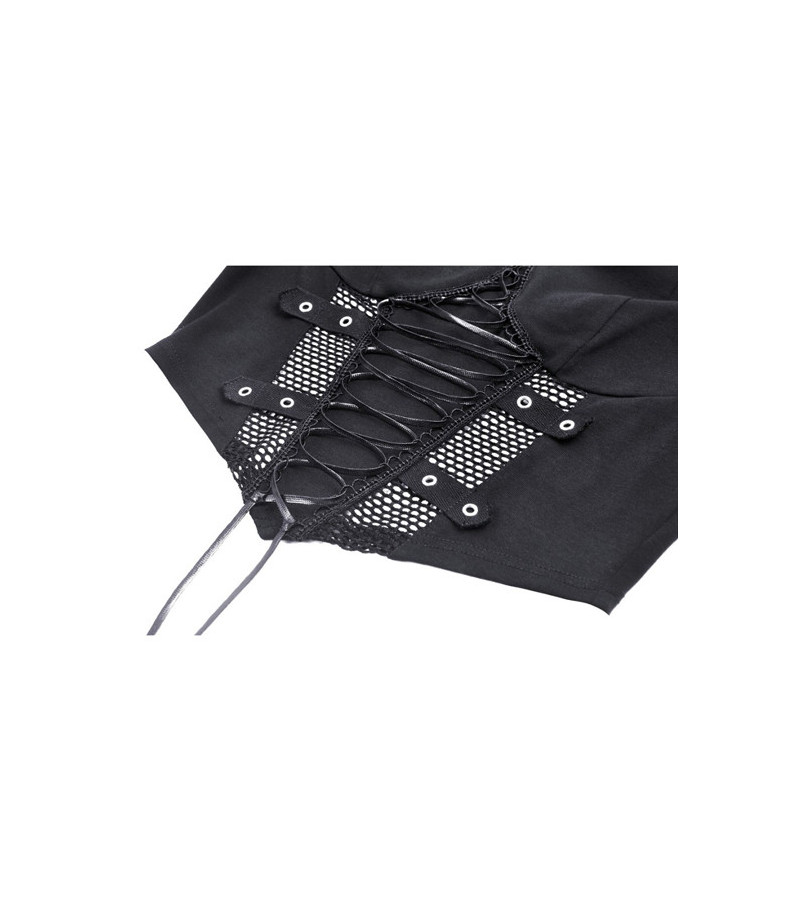 Punk Rock Long Sleeves Black Fishnet Top