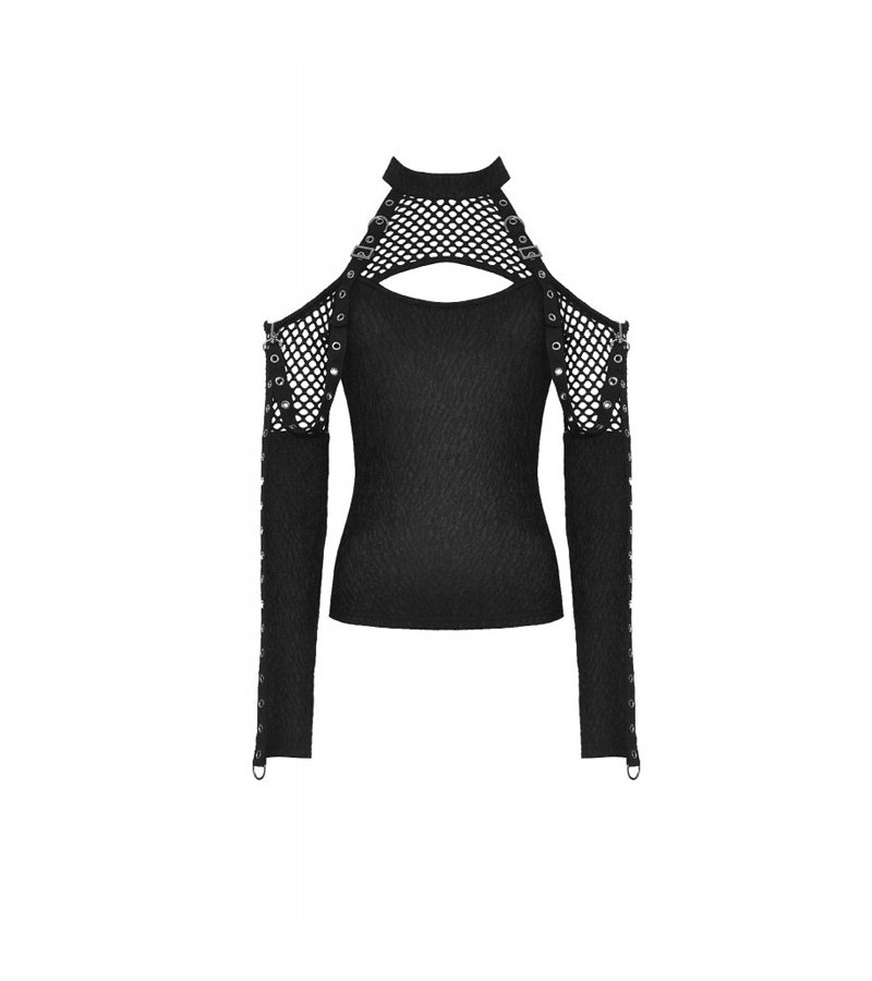 Gothic Black Fishnet Top With Straps