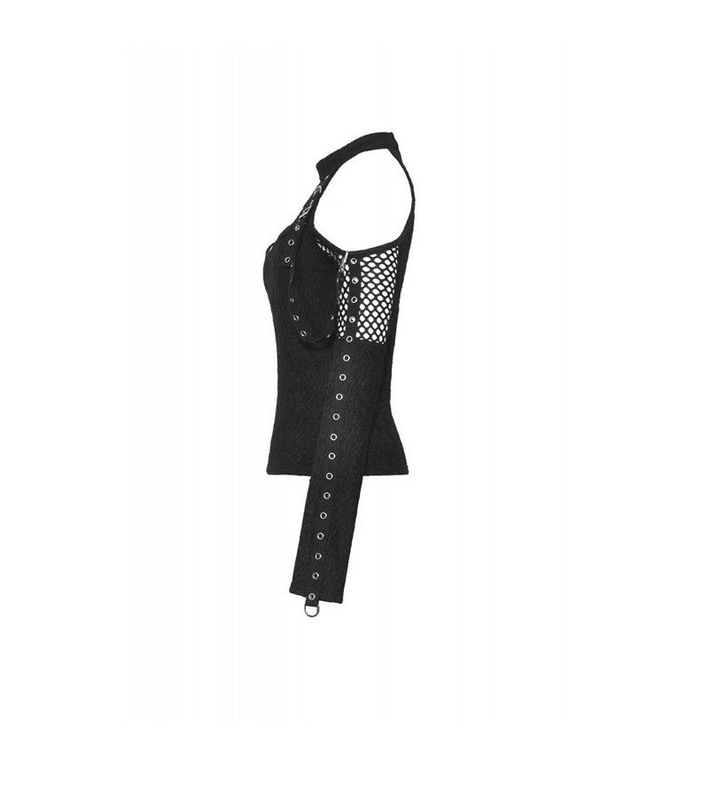 Gothic Black Fishnet Top With Straps
