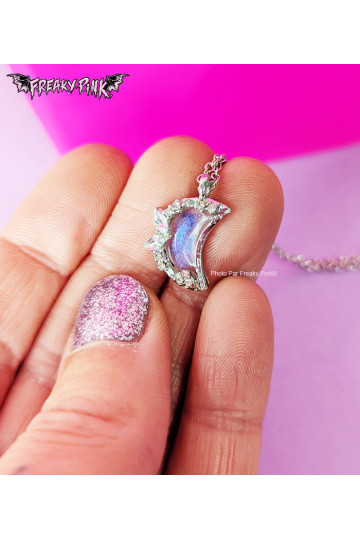 Iridescent Moon Necklace - Freaky Pink