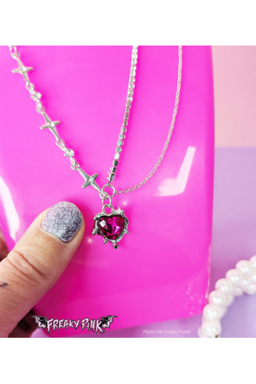 Collier Coeur Fuchsia