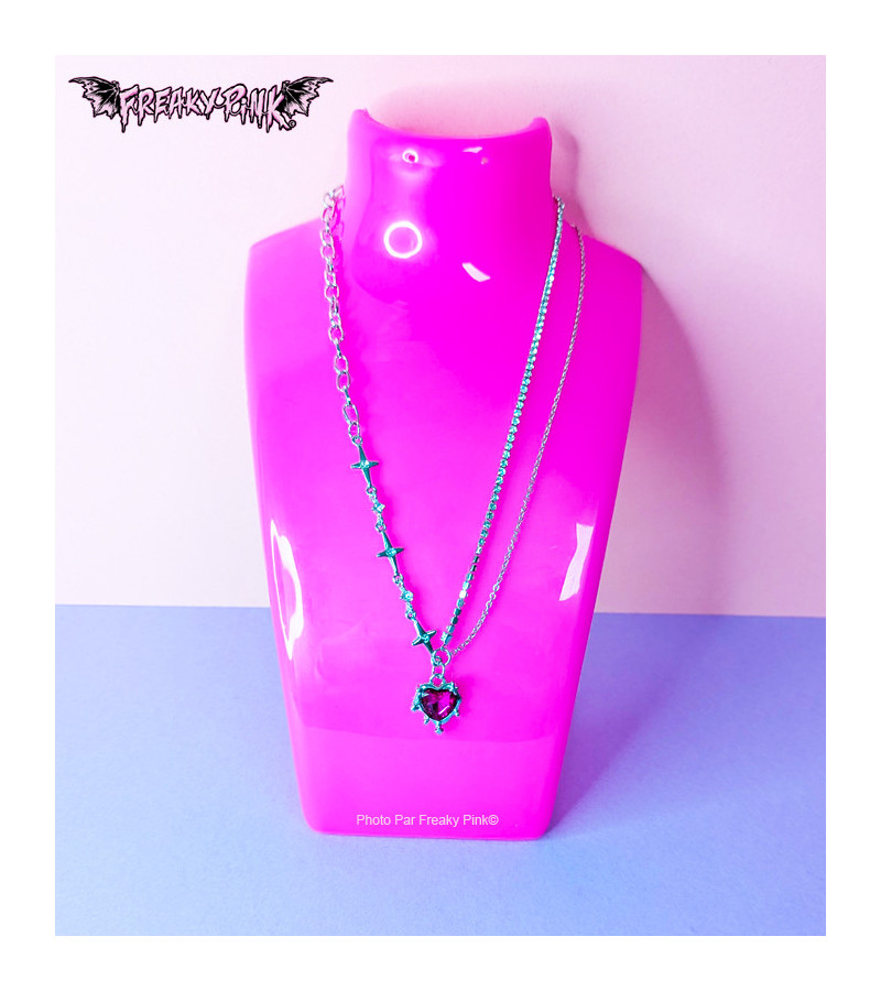 Collier Coeur Fuchsia
