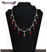 Collier Croix Et Gemmes Rouges
