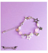 Stars And Heart Pink White Pearls Bracelet