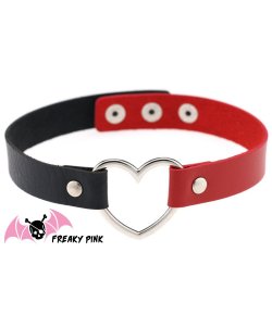 Choker coeur rouge et noir