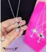 Red Heart Spiked Cross Necklace
