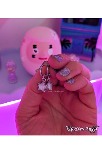 Iridescent Pink Stars Earrings