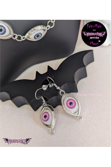 Boucles D'Oreilles Yeux Roses Freaky Pink