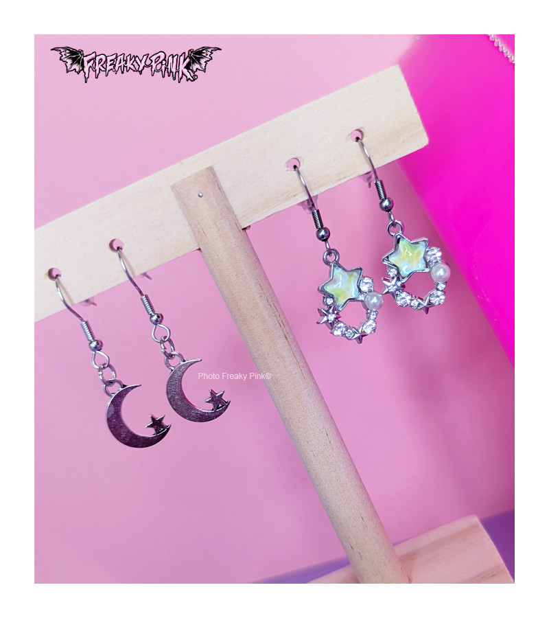 Iridescent Stars Earrings From Freaky Pink Stainless Steel Clasp