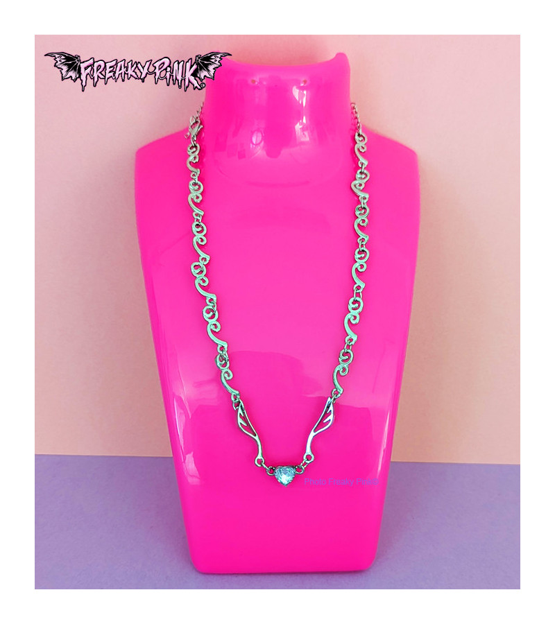 Kawaii White Heart With Wings Necklace