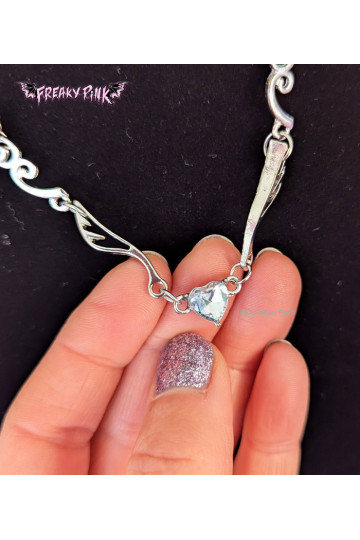 Collier Kawaii Coeur Blancs Ailes