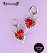 Demonic Red Hearts Gothic Earrings - Freaky Pink