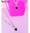 Collier Coeur Noir Etoiles