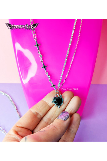 Black Heart And Stars Necklace