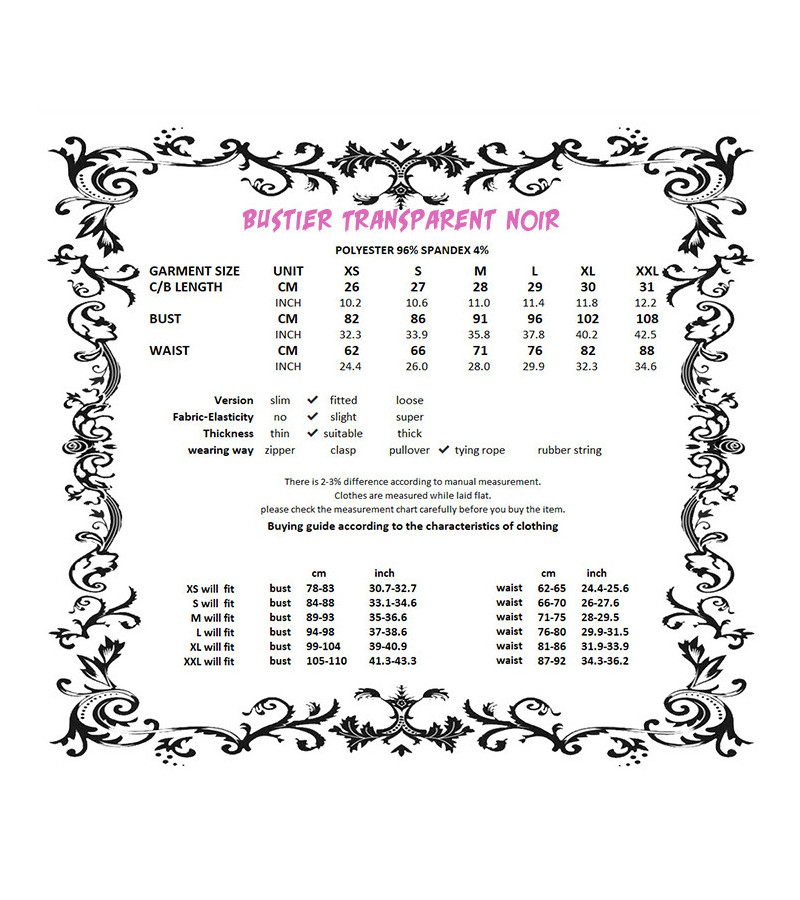 Corset Gothique Noir Transparent