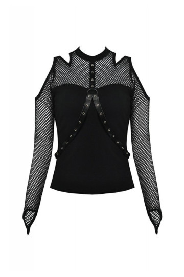 Punk Rock Fishnet T-Shirt With Straps