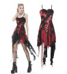 Long Asymmetric Punk Rock Red Tie Dye Dress