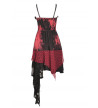 Long Asymmetric Punk Rock Red Tie Dye Dress